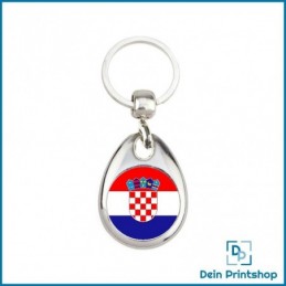 Runder Schlüsselanhänger aus Metall - Ø 25 mm - Flagge Kroatien