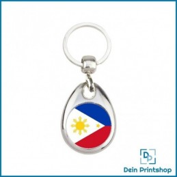 Runder Schlüsselanhänger aus Metall - Ø 25 mm - Flagge Philippinen