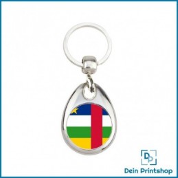 Runder Schlüsselanhänger aus Metall - Ø 25 mm - Flagge Zentralafrikanische Republik