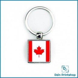 Quadratischer Schlüsselanhänger aus Metall - 25 x 25 mm - Flagge Kanada