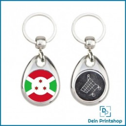 Runder Schlüsselanhänger aus Metall mit Einkaufswagenchip - Ø 25 mm - Flagge Burundi