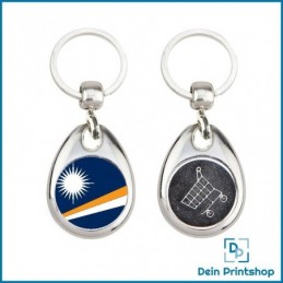 Runder Schlüsselanhänger aus Metall mit Einkaufswagenchip - Ø 25 mm - Flagge Marshallinseln