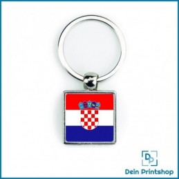 Quadratischer Schlüsselanhänger aus Metall - 25 x 25 mm - Flagge Kroatien