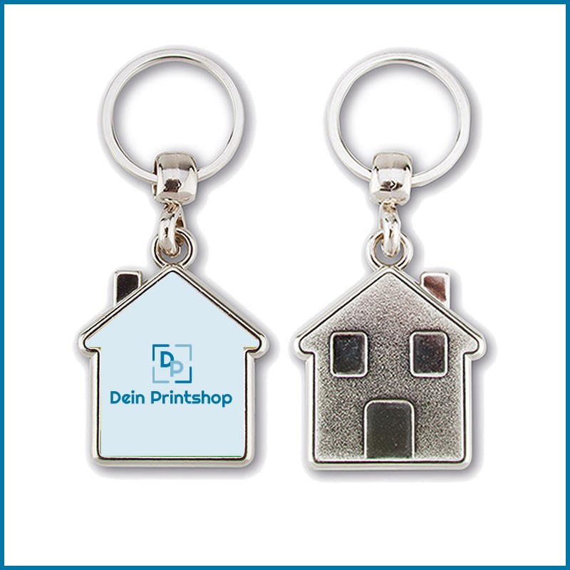 Schlüsselanhänger aus Metall - Haus-Form - Personalisiert Schlüsselanhänger aus Metall - Haus-Form - Personalisiert
