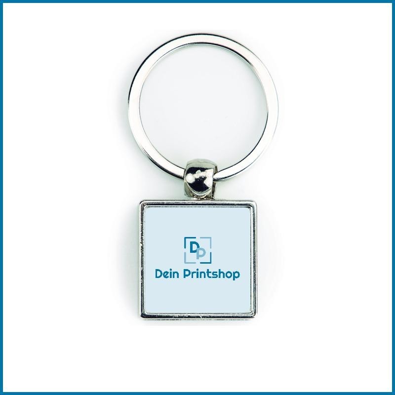 Quadratischer Schlüsselanhänger aus Metall - 25 x 25 mm - Personalisiert Quadratischer Schlüsselanhänger aus Metall - 25 x 25 mm - Personalisiert