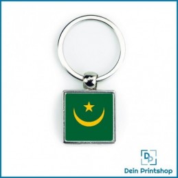 Quadratischer Schlüsselanhänger aus Metall - 25 x 25 mm - Flagge Mauretanien