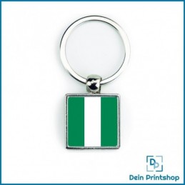 Quadratischer Schlüsselanhänger aus Metall - 25 x 25 mm - Flagge Nigeria
