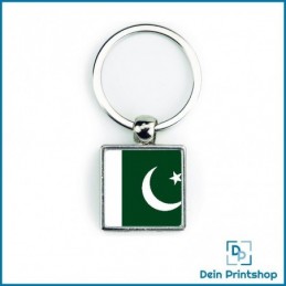 Quadratischer Schlüsselanhänger aus Metall - 25 x 25 mm - Flagge Pakistan