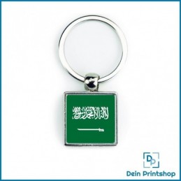 Quadratischer Schlüsselanhänger aus Metall - 25 x 25 mm - Flagge Saudi-Arabien