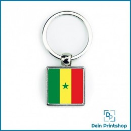 Quadratischer Schlüsselanhänger aus Metall - 25 x 25 mm - Flagge Senegal