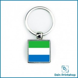Quadratischer Schlüsselanhänger aus Metall - 25 x 25 mm - Flagge Sierra Leone