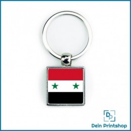 Quadratischer Schlüsselanhänger aus Metall - 25 x 25 mm - Flagge Syrien
