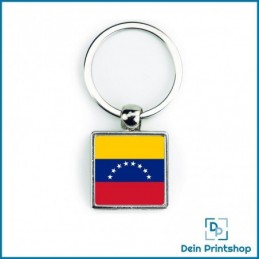 Quadratischer Schlüsselanhänger aus Metall - 25 x 25 mm - Flagge Venezuela