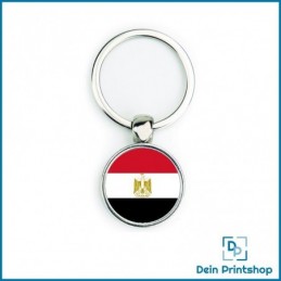 Runder Schlüsselanhänger aus Metall - Ø 25 mm - Flagge Aegypten