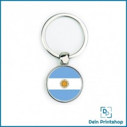 Runder Schlüsselanhänger aus Metall - Ø 25 mm - Flagge Argentinien