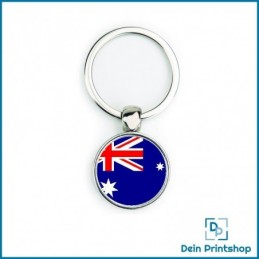 Runder Schlüsselanhänger aus Metall - Ø 25 mm - Flagge Australien