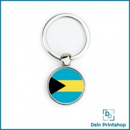 Runder Schlüsselanhänger aus Metall - Ø 25 mm - Flagge Bahamas