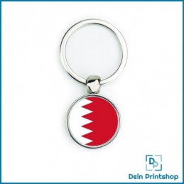 Runder Schlüsselanhänger aus Metall - Ø 25 mm - Flagge Bahrain