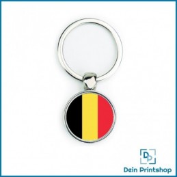 Runder Schlüsselanhänger aus Metall - Ø 25 mm - Flagge Belgien