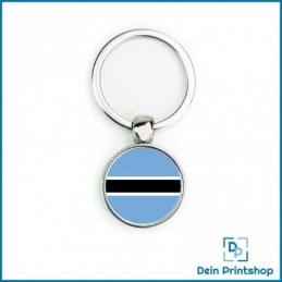 Runder Schlüsselanhänger aus Metall - Ø 25 mm - Flagge Botswana