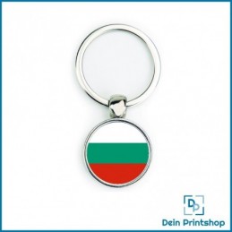 Runder Schlüsselanhänger aus Metall - Ø 25 mm - Flagge Bulgarien
