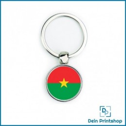 Runder Schlüsselanhänger aus Metall - Ø 25 mm - Flagge Burkina Faso