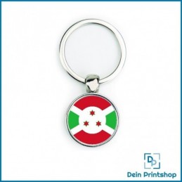 Runder Schlüsselanhänger aus Metall - Ø 25 mm - Flagge Burundi