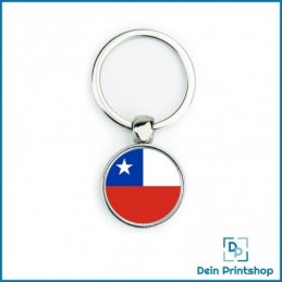 Runder Schlüsselanhänger aus Metall - Ø 25 mm - Flagge Chile