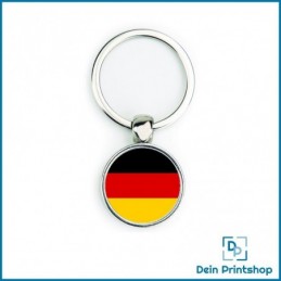 Runder Schlüsselanhänger aus Metall - Ø 25 mm - Flagge Deutschland