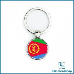 Runder Schlüsselanhänger aus Metall - Ø 25 mm - Flagge Eritrea
