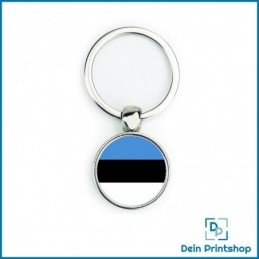 Runder Schlüsselanhänger aus Metall - Ø 25 mm - Flagge Estland