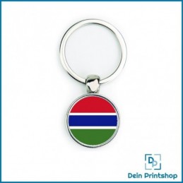 Runder Schlüsselanhänger aus Metall - Ø 25 mm - Flagge Gambia