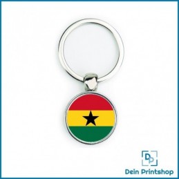 Runder Schlüsselanhänger aus Metall - Ø 25 mm - Flagge Ghana