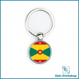 Runder Schlüsselanhänger aus Metall - Ø 25 mm - Flagge Grenada