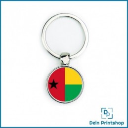 Runder Schlüsselanhänger aus Metall - Ø 25 mm - Flagge Guinea-Bissau