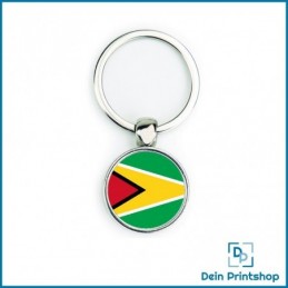 Runder Schlüsselanhänger aus Metall - Ø 25 mm - Flagge Guyana