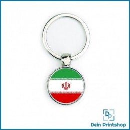 Runder Schlüsselanhänger aus Metall - Ø 25 mm - Flagge Iran