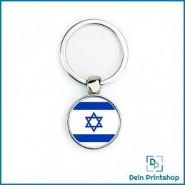 Runder Schlüsselanhänger aus Metall - Ø 25 mm - Flagge Israel