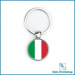 Runder Schlüsselanhänger aus Metall - Ø 25 mm - Flagge Italien
