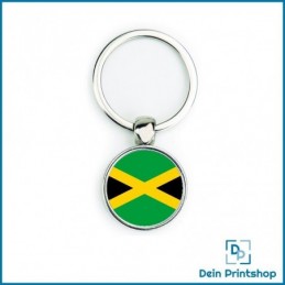 Runder Schlüsselanhänger aus Metall - Ø 25 mm - Flagge Jamaika