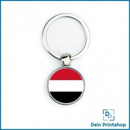 Runder Schlüsselanhänger aus Metall - Ø 25 mm - Flagge Jemen