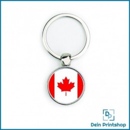Runder Schlüsselanhänger aus Metall - Ø 25 mm - Flagge Kanada