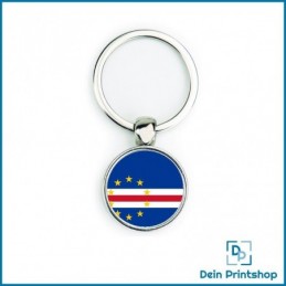 Runder Schlüsselanhänger aus Metall - Ø 25 mm - Flagge Kap Verde