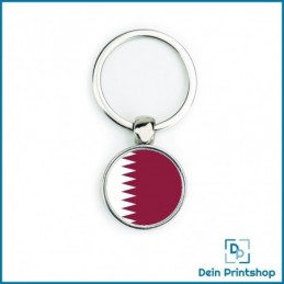 Runder Schlüsselanhänger aus Metall - Ø 25 mm - Flagge Katar