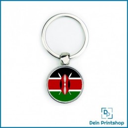 Runder Schlüsselanhänger aus Metall - Ø 25 mm - Flagge Kenia