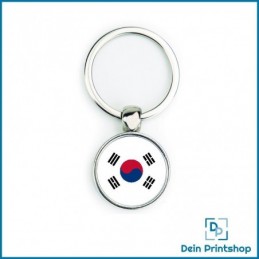 Runder Schlüsselanhänger aus Metall - Ø 25 mm - Flagge Südkorea