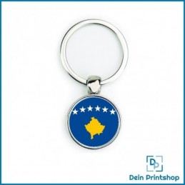 Runder Schlüsselanhänger aus Metall - Ø 25 mm - Flagge Kosovo