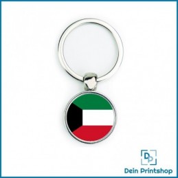 Runder Schlüsselanhänger aus Metall - Ø 25 mm - Flagge Kuwait