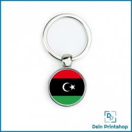 Runder Schlüsselanhänger aus Metall - Ø 25 mm - Flagge Libyen