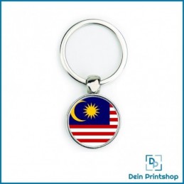Runder Schlüsselanhänger aus Metall - Ø 25 mm - Flagge Malaysia